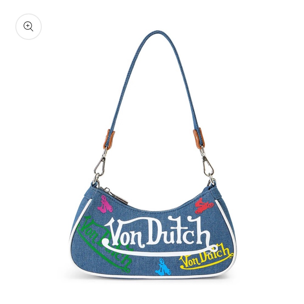 Von Dutch Y2K  Blue Denim Logo Shoulder Bag